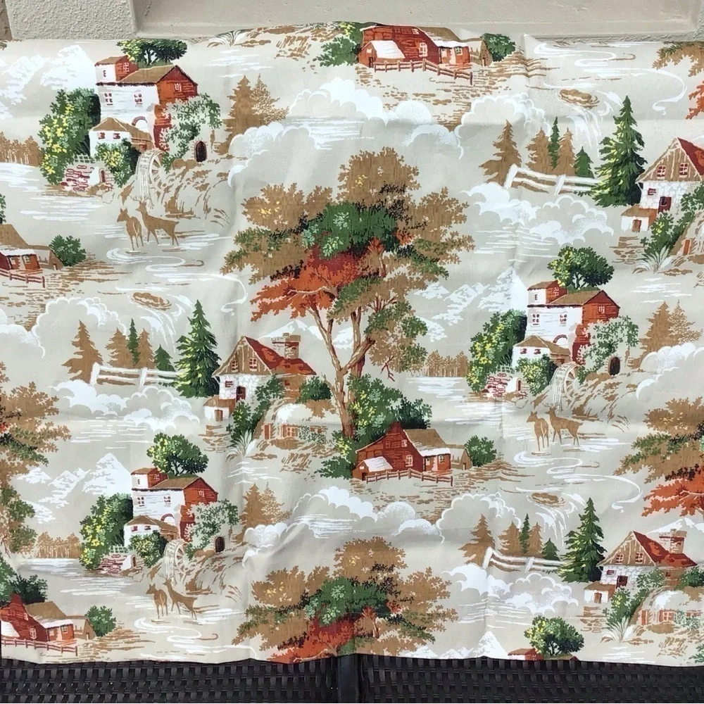 Farmhouse Vinyl Curtain Panels SET OF 2 Rustic Rod Pocket 35x33 Cabin RV Vintage